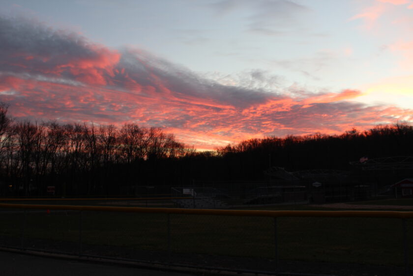 Winter sunset at Rella Fields in Airmont